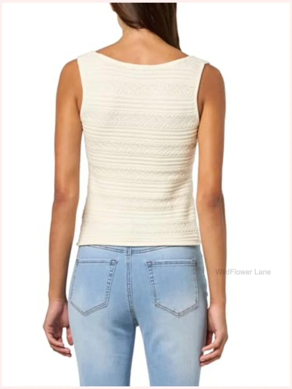 Sleeveless Square Neck Tank Top Lightweight Cotton Blend Pull On - Picture 2 of 3